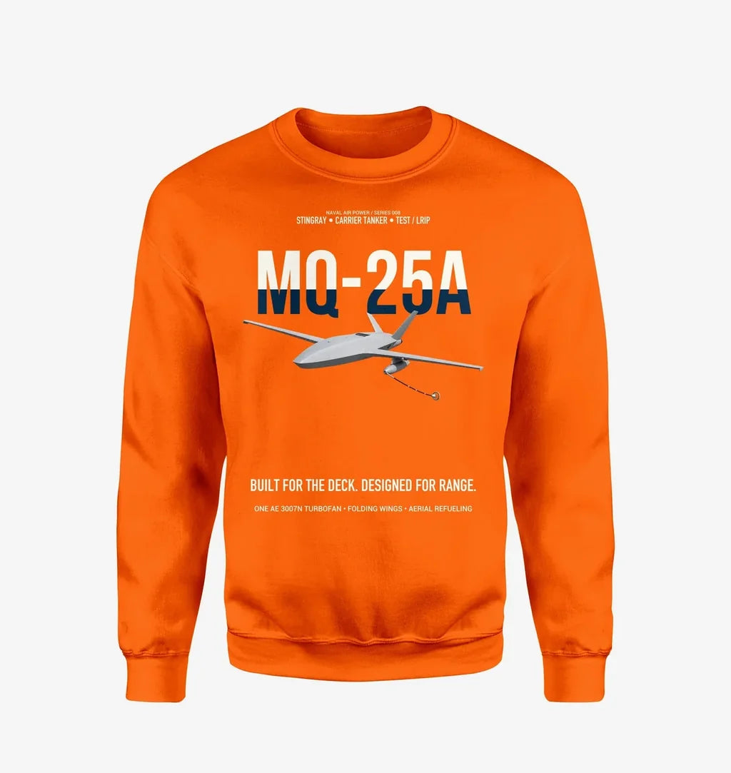 MQ-25A STINGRAY design on orange sweatshirt
