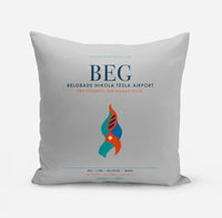 Thumbnail for Belgrade Nikola Tesla Airport (BEG) design on light gray pillow