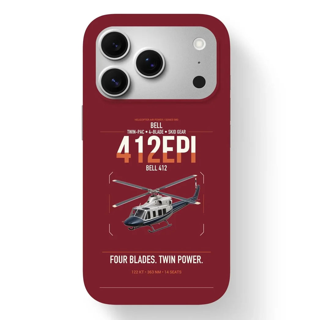 Bell 412EPI design on dark red magsafe iphone case, for iPhone 17 Pro