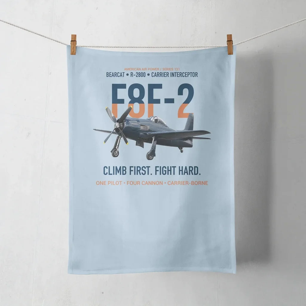 F8F-2 Bearcat Climb First Fight Hard design on light blue towel