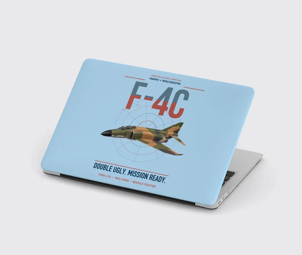 F-4C Phantom II design on light blue MacBook case