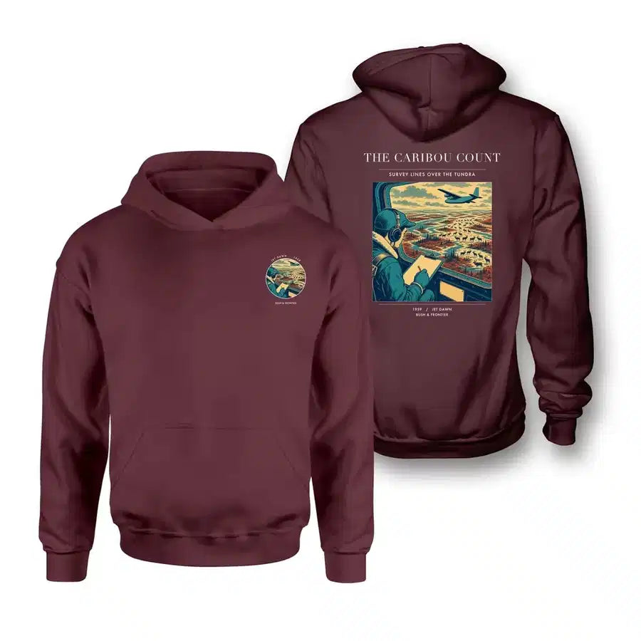 VINTAGE G4198 - The Caribou Count - Double-Side Hoodie design on darkred double side