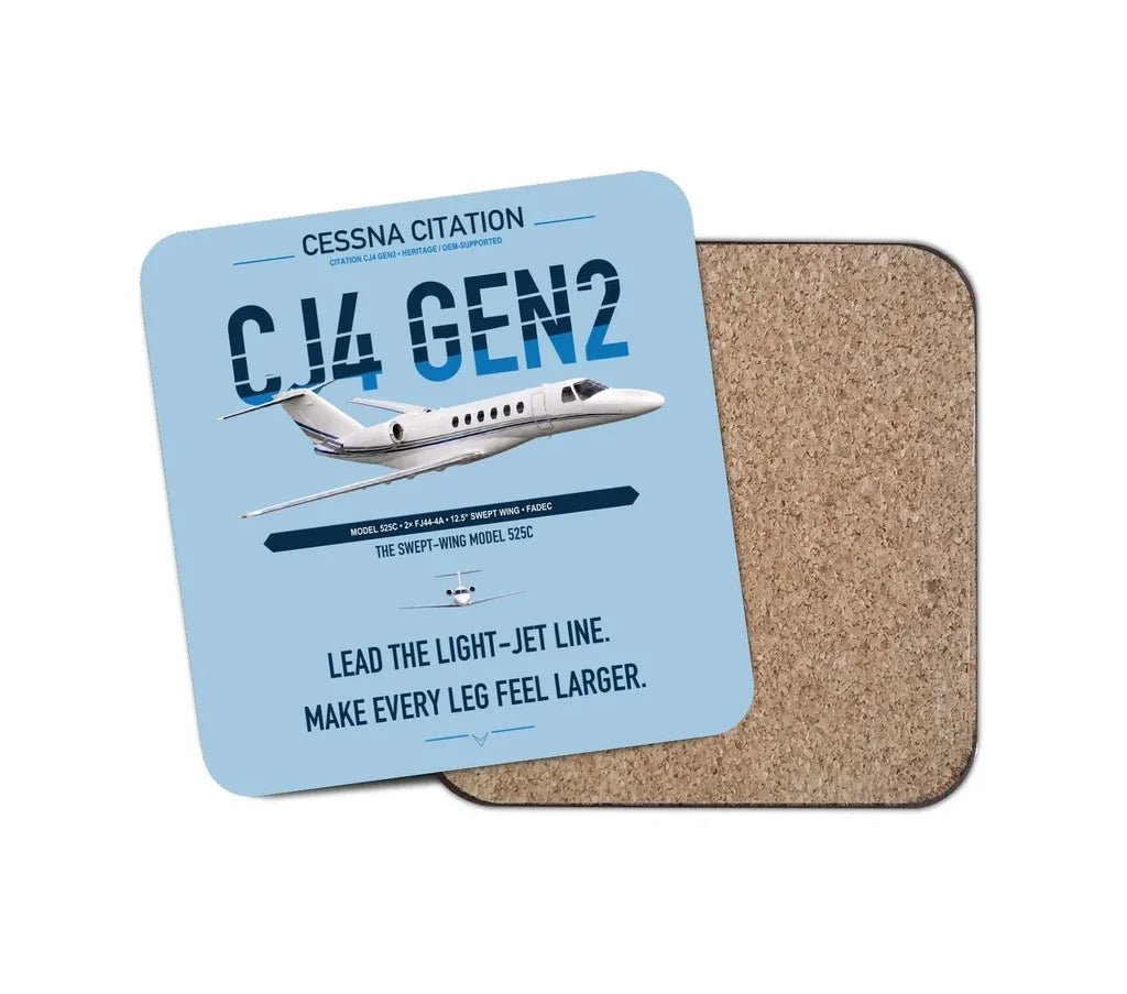Cessna Citation CJ4 Gen2 design on light blue 1 piece coaster