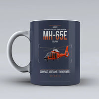 Thumbnail for Airbus MH-65E Dolphin design on dark blue ceramic mug, double-side print