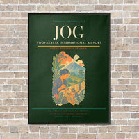 Thumbnail for Yogyakarta International Airport JOG vertical canvas print - framed - dark green background