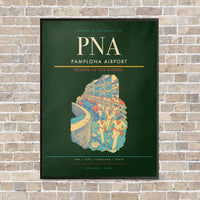 Thumbnail for Pamplona Airport PNA vertical canvas print - framed - dark green background