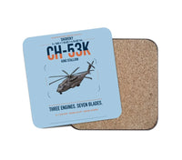 Thumbnail for Sikorsky CH-53K King Stallion design on light blue 1 piece coaster
