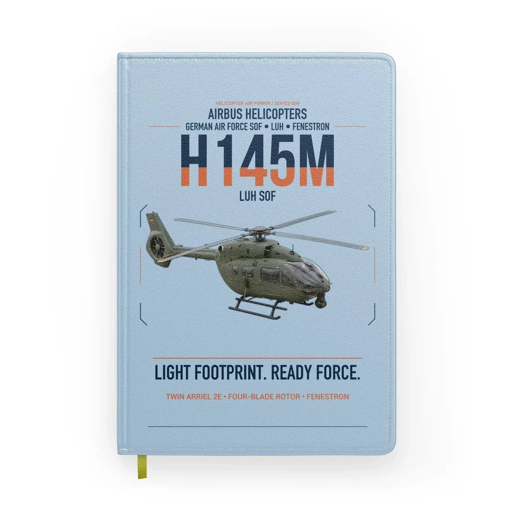Airbus Helicopters H145M LUH SOF design on light blue notebook