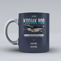 Thumbnail for Daher Kodiak 900 design on dark blue ceramic mug, double-side print