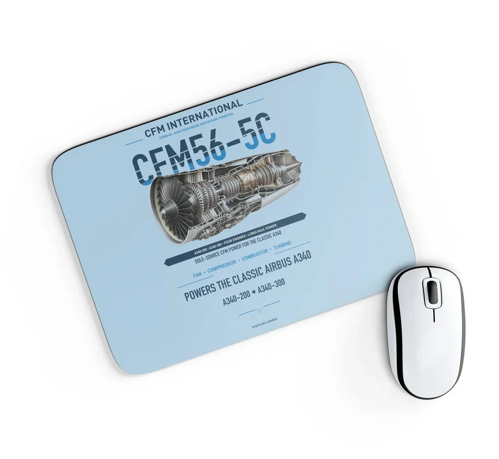 CFM56-5C design on light blue rectangle mouse pad