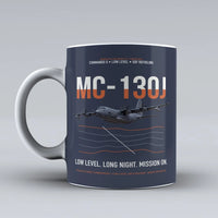 Thumbnail for MC-130J COMMANDO II design on dark blue ceramic mug, double-side print