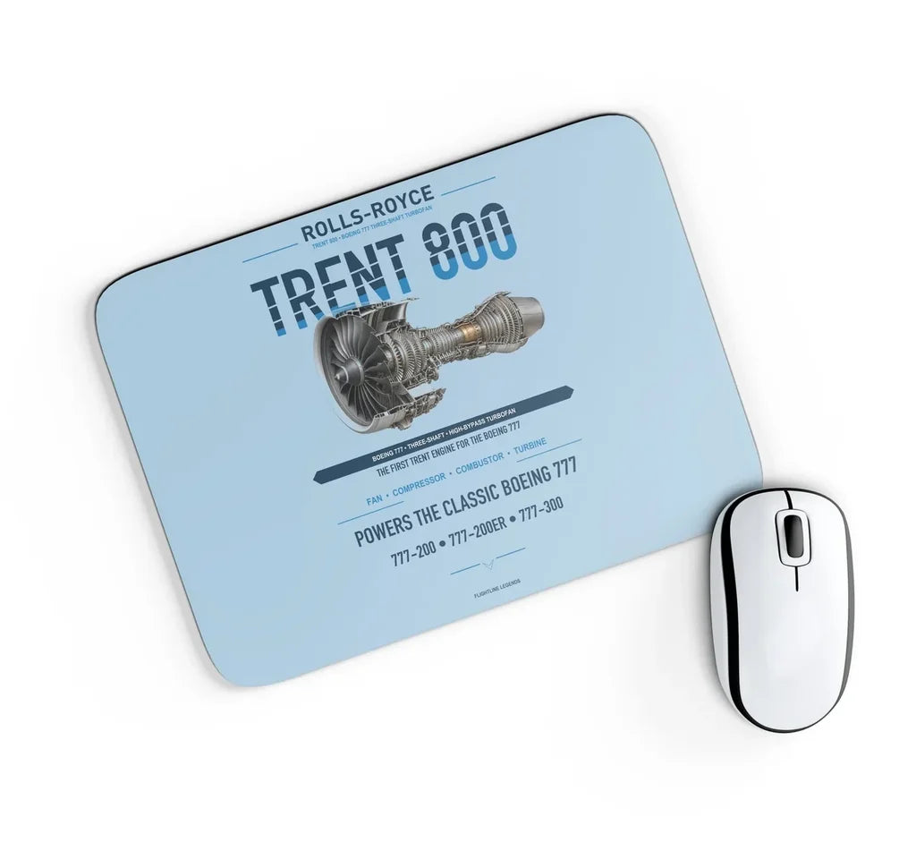 TRENT 800 design on light blue rectangle mouse pad