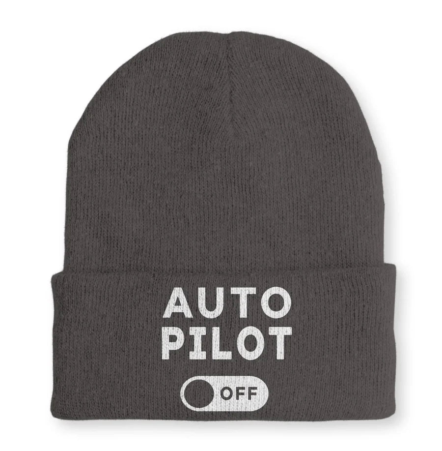 Auto Pilot Off Embroidered Beanie - view 5