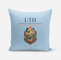 Thumbnail for Udon Thani International Airport (UTH) design on light blue pillow