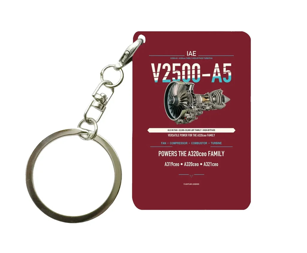 V2500-A5 Key Chain design on dark red key chain
