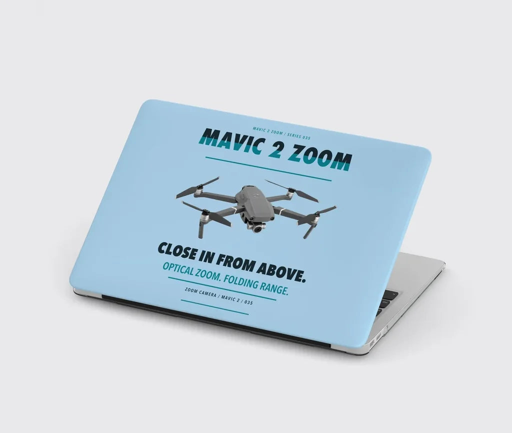 DJI Mavic 2 Zoom design on light blue MacBook case