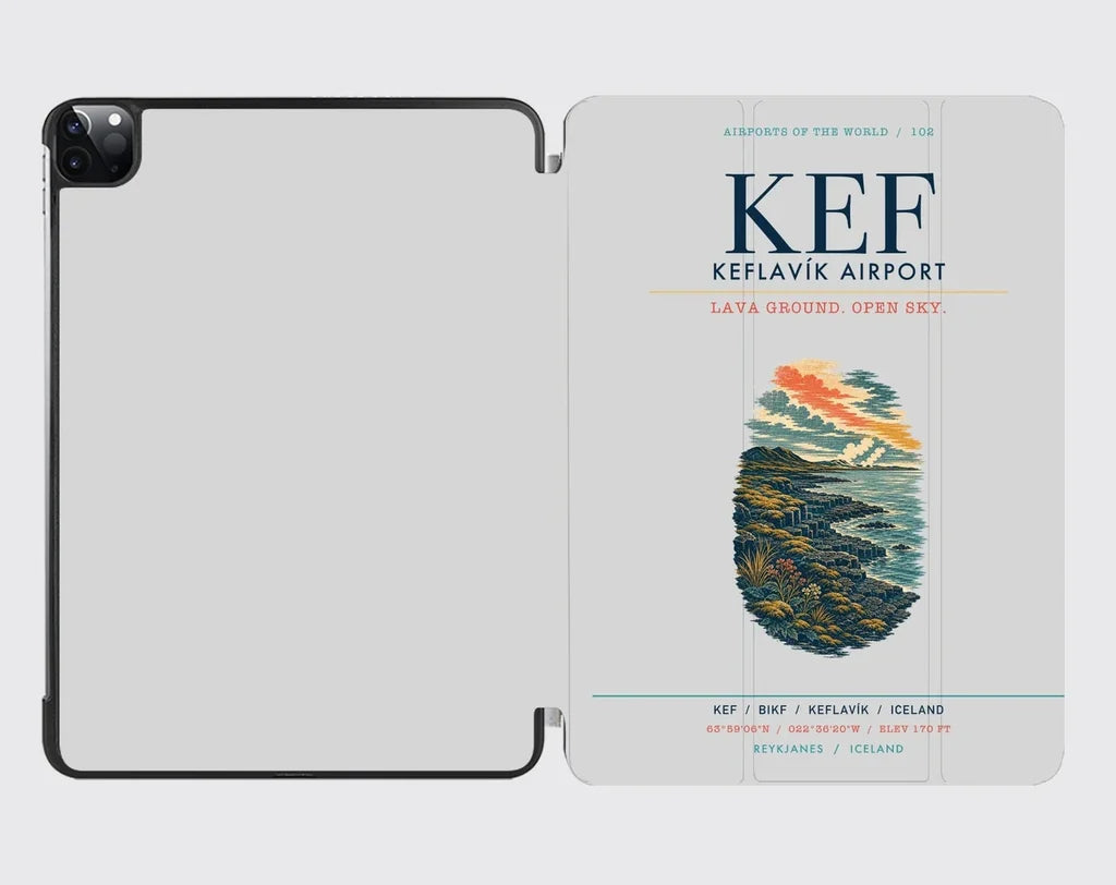 Keflavík Airport (KEF) design on light gray ipad tablet case