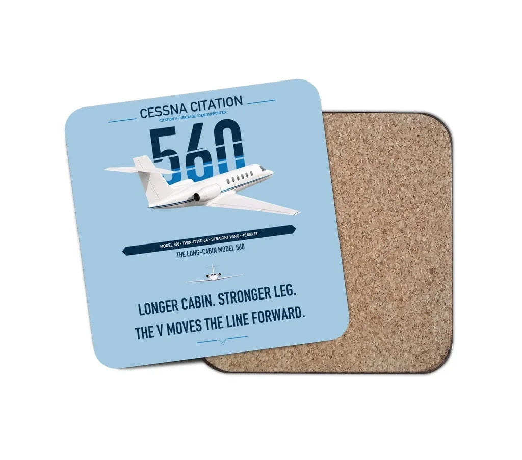Cessna Citation 560 - Citation V design on light blue 1 piece coaster