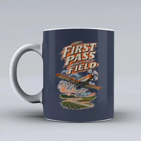 Thumbnail for 651 - The First Pass Wakes The Field - Mug design on dark blue signal