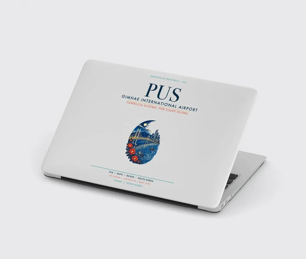 Gimhae International Airport Busan (PUS) design on light gray MacBook case