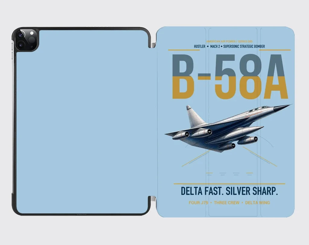 B-58A Hustler design on light blue ipad tablet case