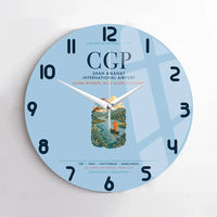 Thumbnail for Shah Amanat International Airport Chattogram (CGP) design on light blue no frame wall clock