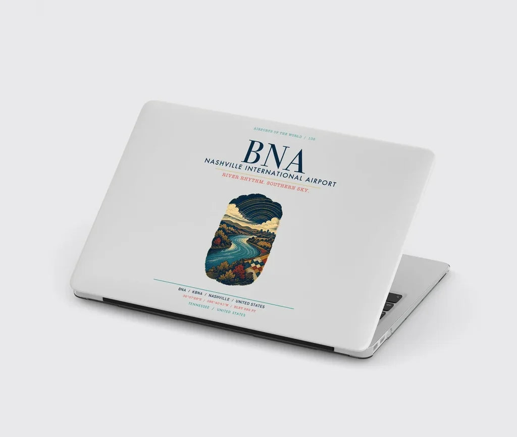 Nashville International Airport (BNA) design on light gray MacBook case