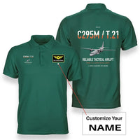 Thumbnail for Airbus C295M T.21 design on green+name double-side polo t-shirt, double-side print