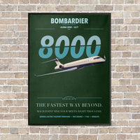 Thumbnail for Bombardier Global 8000 vertical canvas print - framed - dark green background