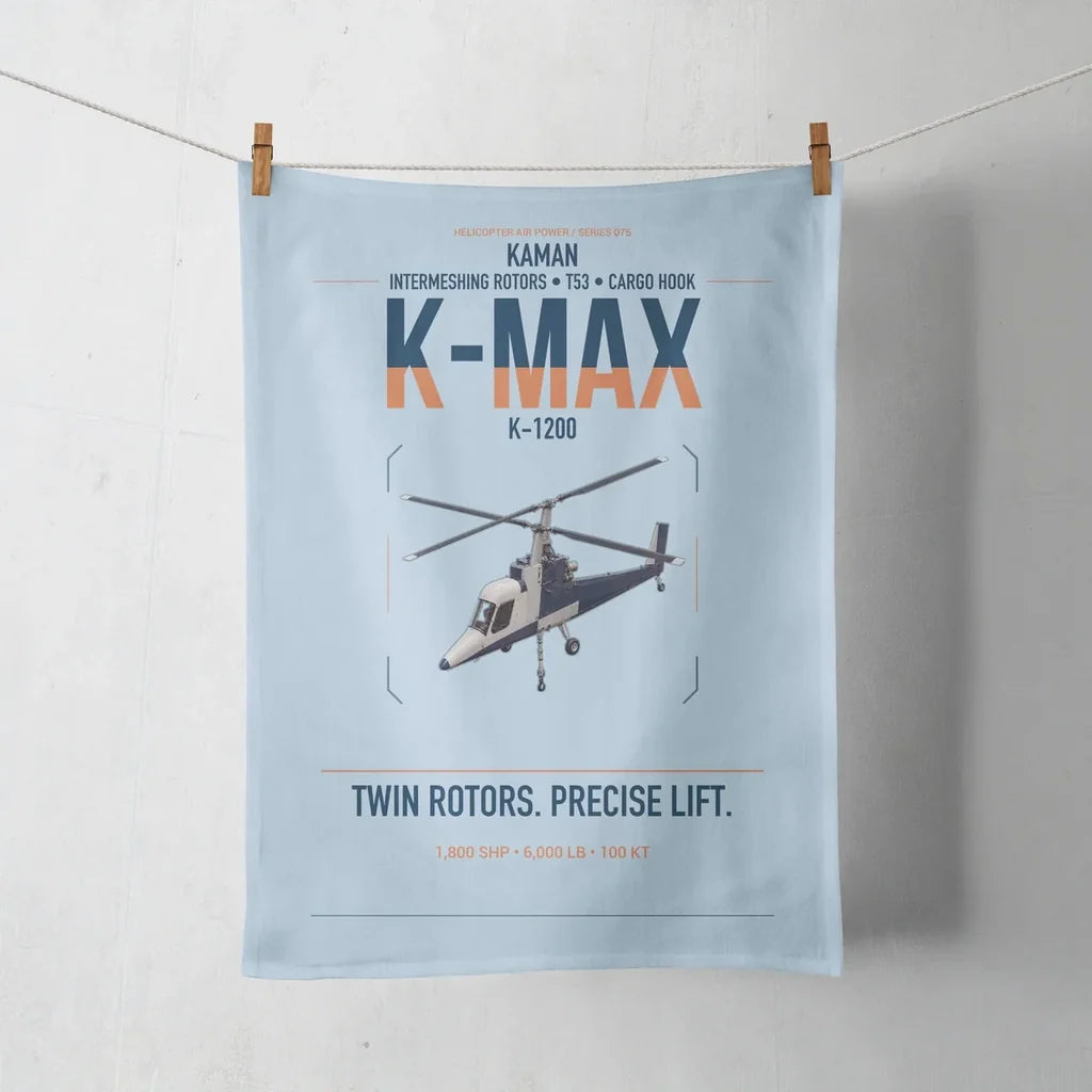 Kaman K-1200 K-MAX design on light blue towel