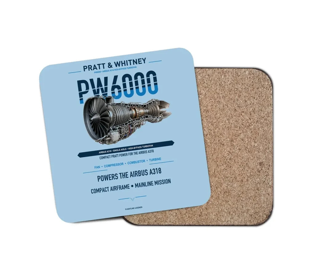 PW6000 design on light blue 1 piece coaster