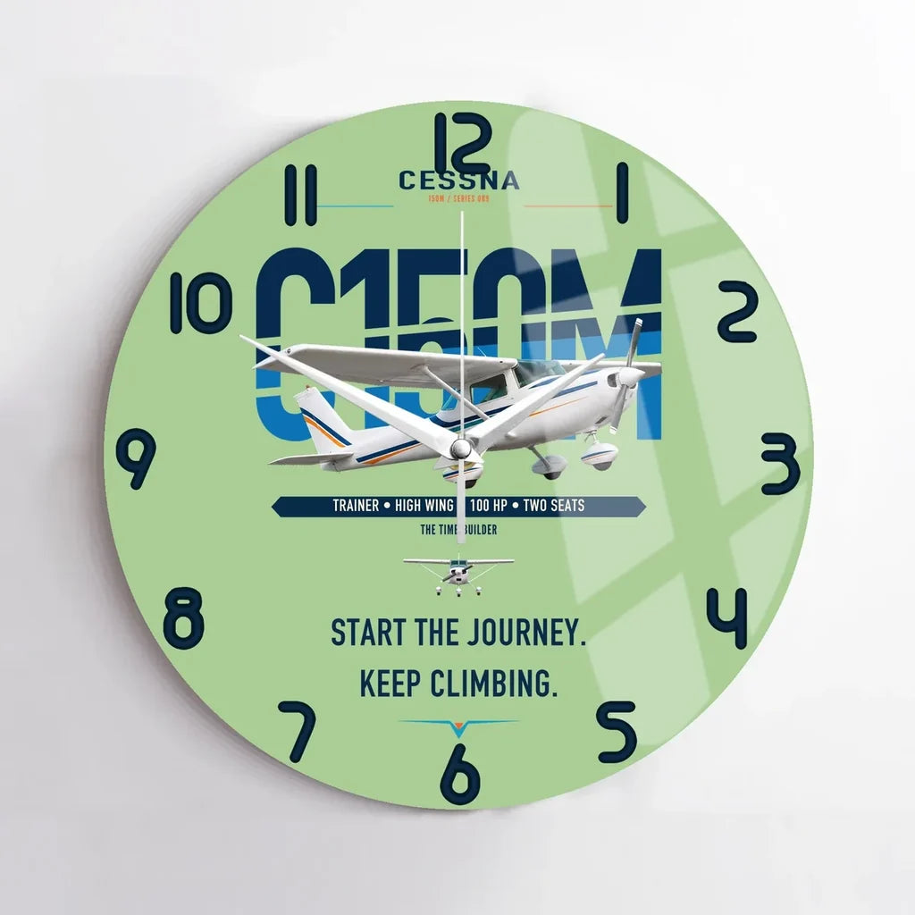 Cessna 150M design on light green no frame wall clock