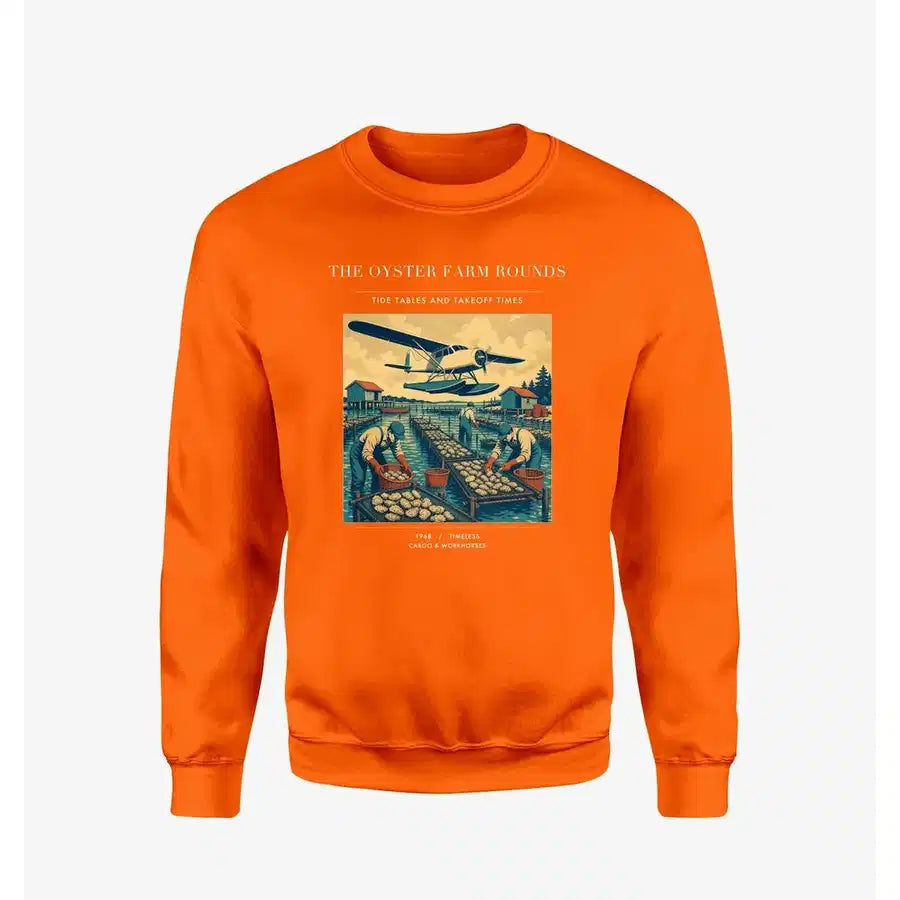 VINTAGE G4446 - The Oyster Farm Rounds - Designed Sweatshirts design on orange