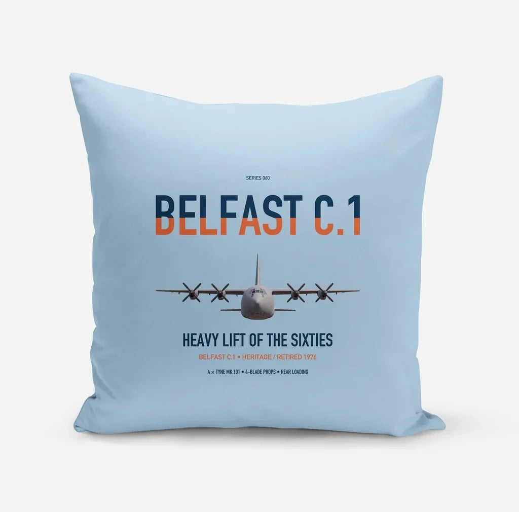 Short Belfast C.1 design on light blue pillow