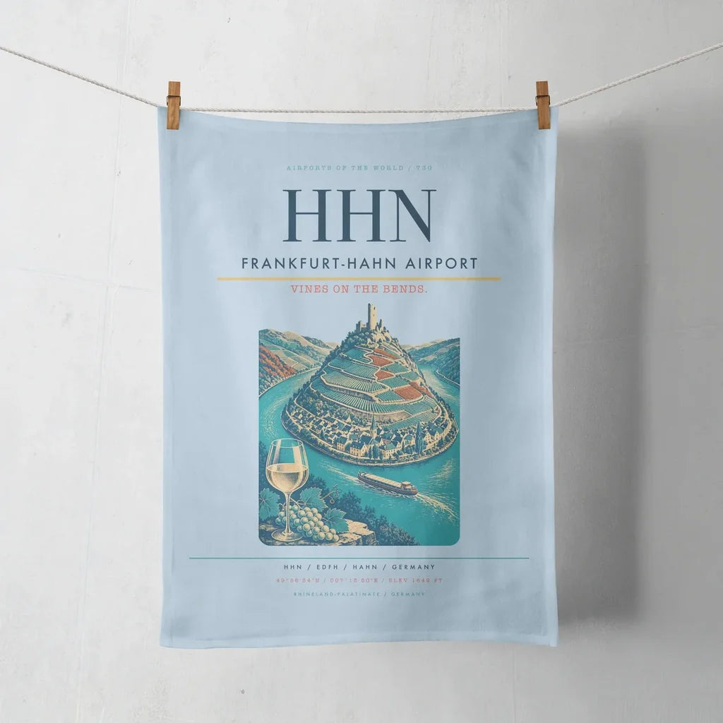 Frankfurt-Hahn Airport (HHN) design on light blue towel