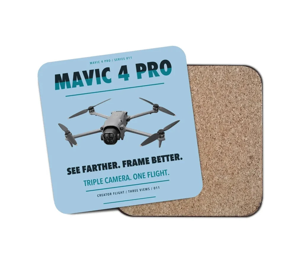 DJI Mavic 4 Pro design on light blue 1 piece coaster