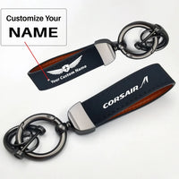 Thumbnail for Corsair Airlines Horseshoe Buckle key chain, Navy Blue + Name