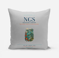 Thumbnail for Nagasaki Airport (NGS) design on light gray pillow