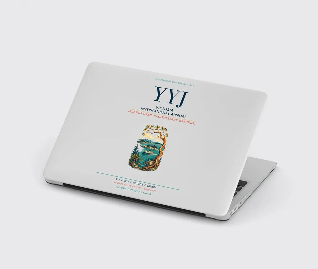 Victoria International Airport (YYJ) design on light gray MacBook case