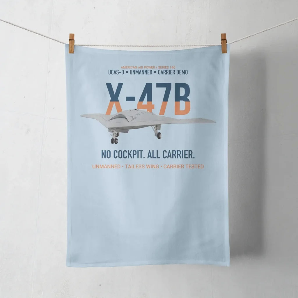 X-47B UCAS-D Carrier Wing Without a Cockpit design on light blue towel