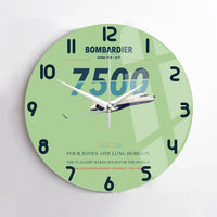 Thumbnail for Bombardier Global 7500 design on light green no frame wall clock