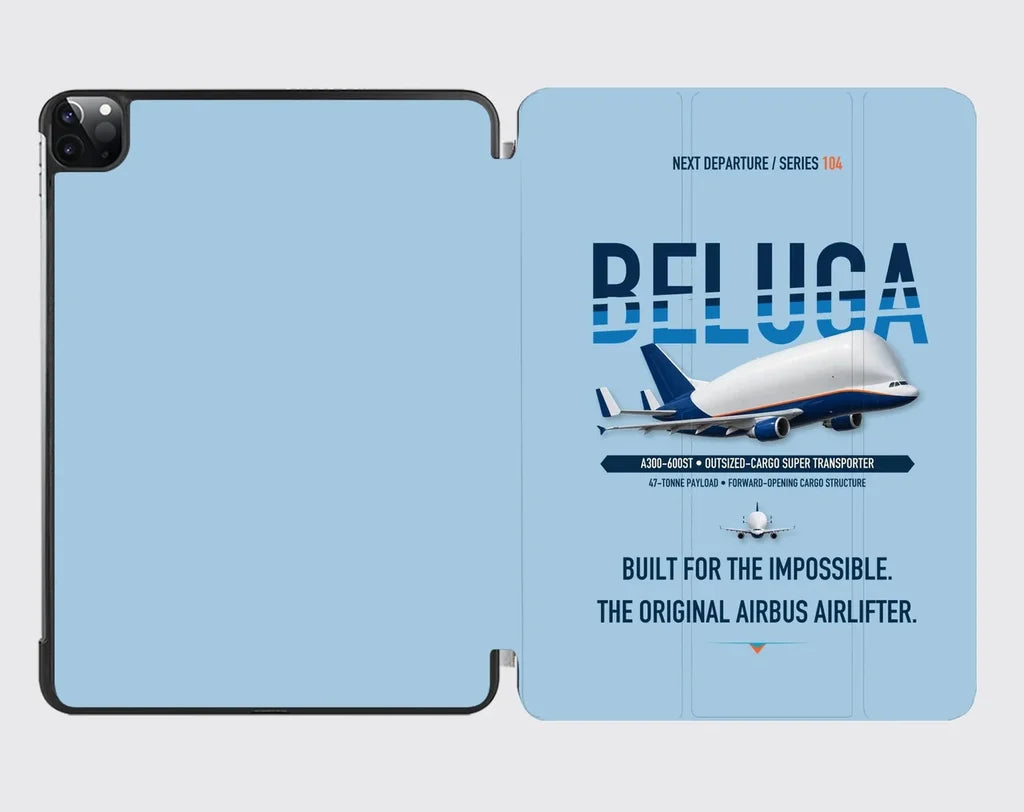 Airbus A300-600ST BelugaST design on light blue ipad tablet case