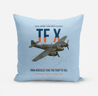 Thumbnail for Bristol Beaufighter TF X design on light blue pillow