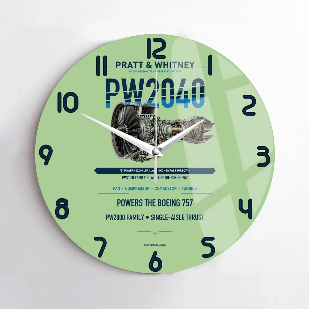 PW2040 design on light green no frame wall clock