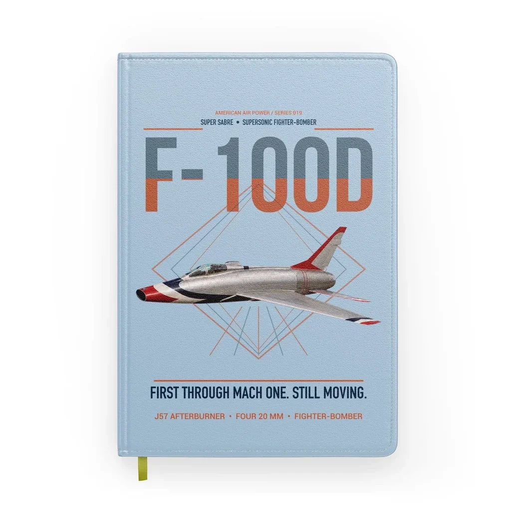 F-100D Super Sabre design on light blue notebook