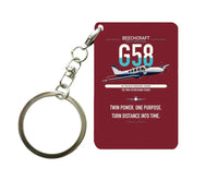 Thumbnail for Beechcraft Baron G58 design on dark red designed key chain, double-side print