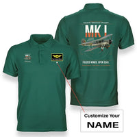 Thumbnail for Fairey Swordfish Mk I design on green+name double-side polo t-shirt, double-side print