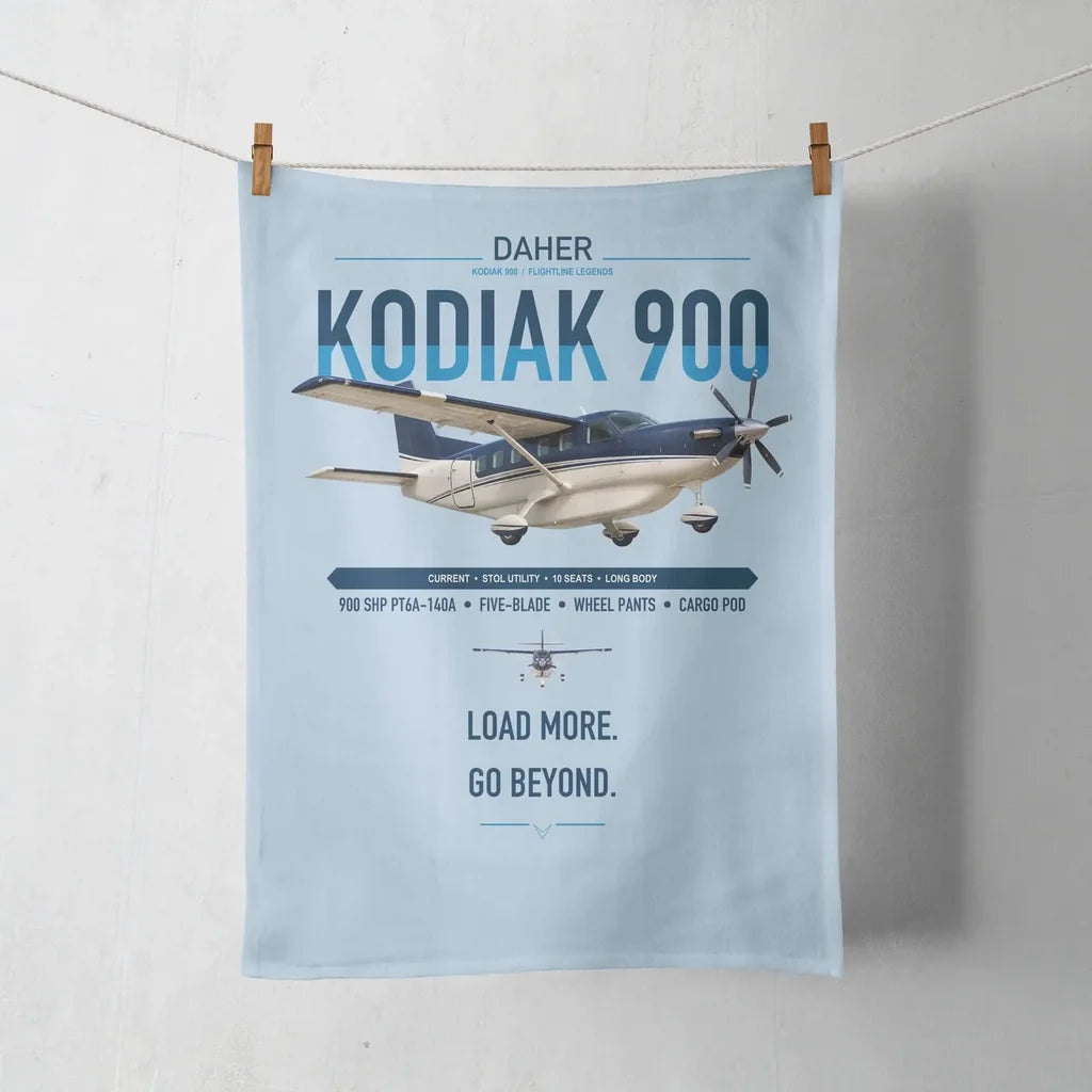 Daher Kodiak 900 design on light blue towel