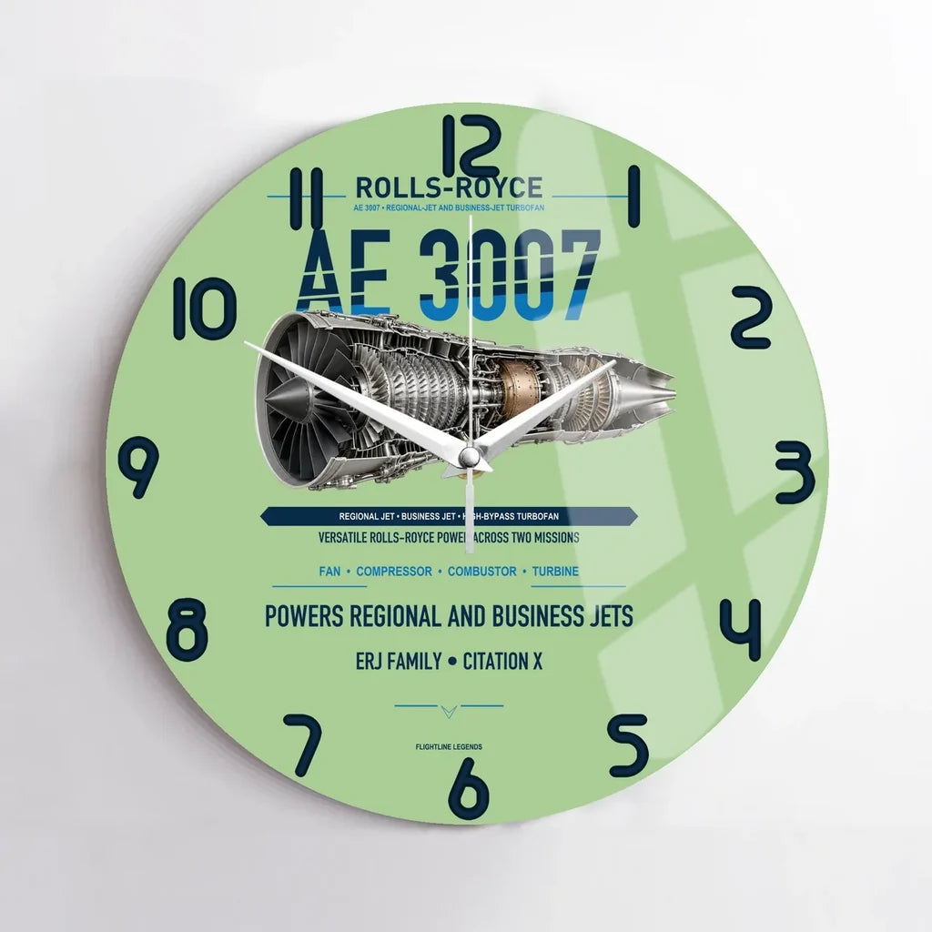 AE 3007 design on light green no frame wall clock