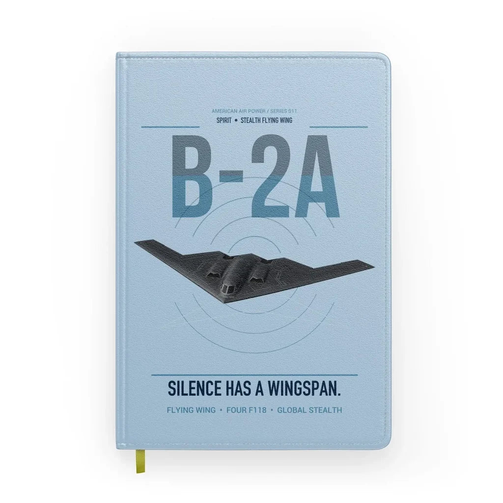 B-2A Spirit design on light blue notebook